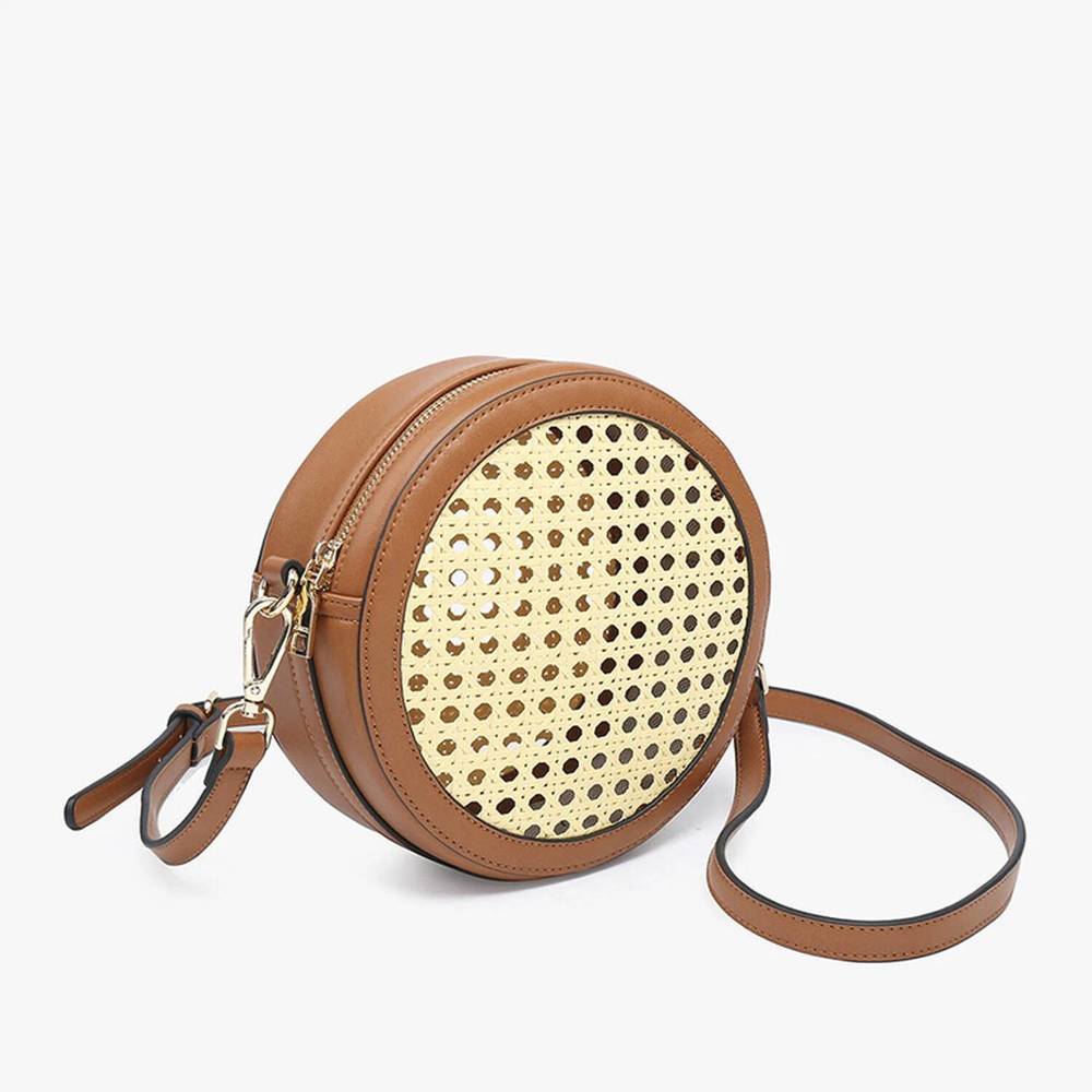 NEW JEN & CO. the francis rattan bohemian crossbody bag in natural/brown - Picture 2 of 5